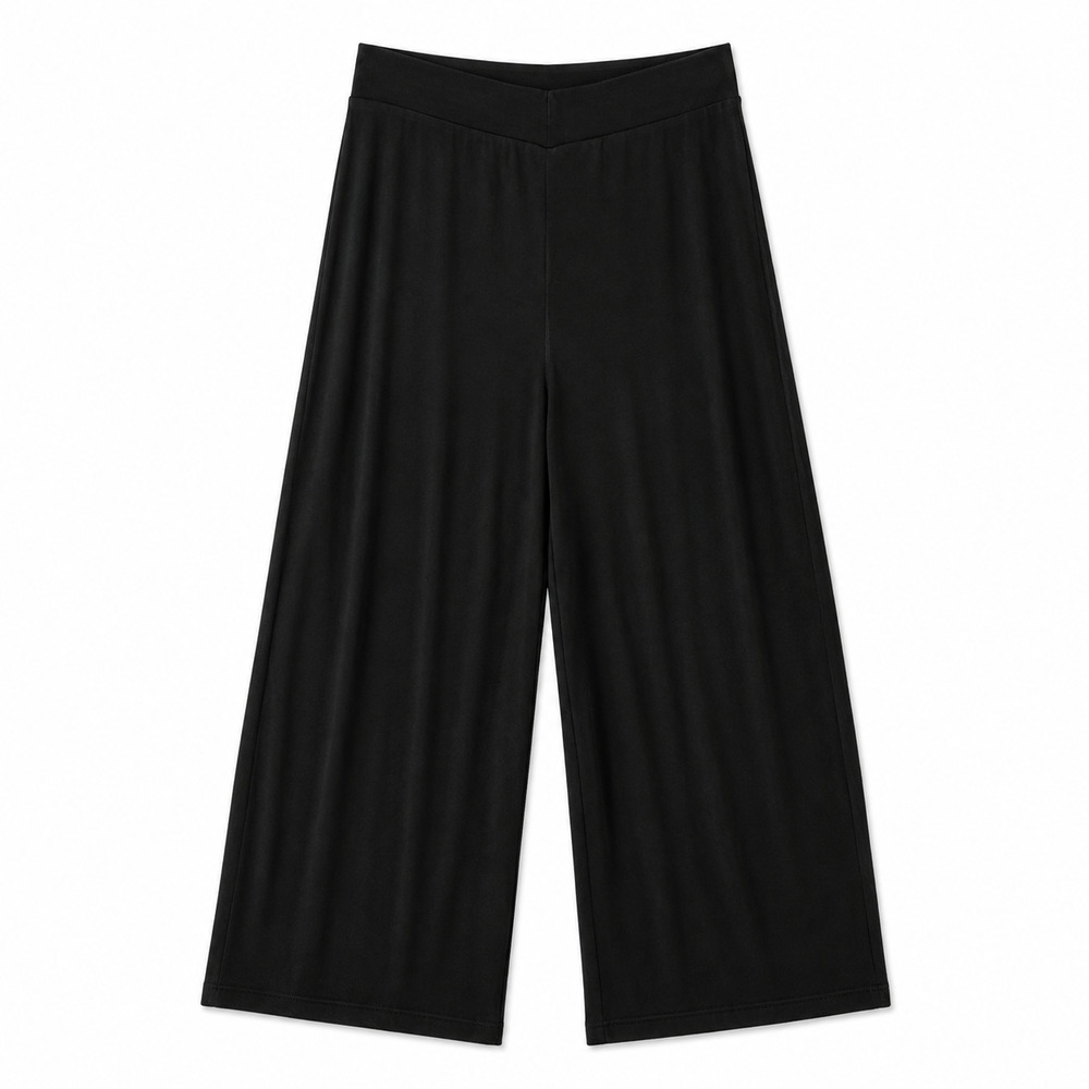 Chicos Travelers Essentail Wide Leg Pant Womens Size Medium Black Minimalist NWT